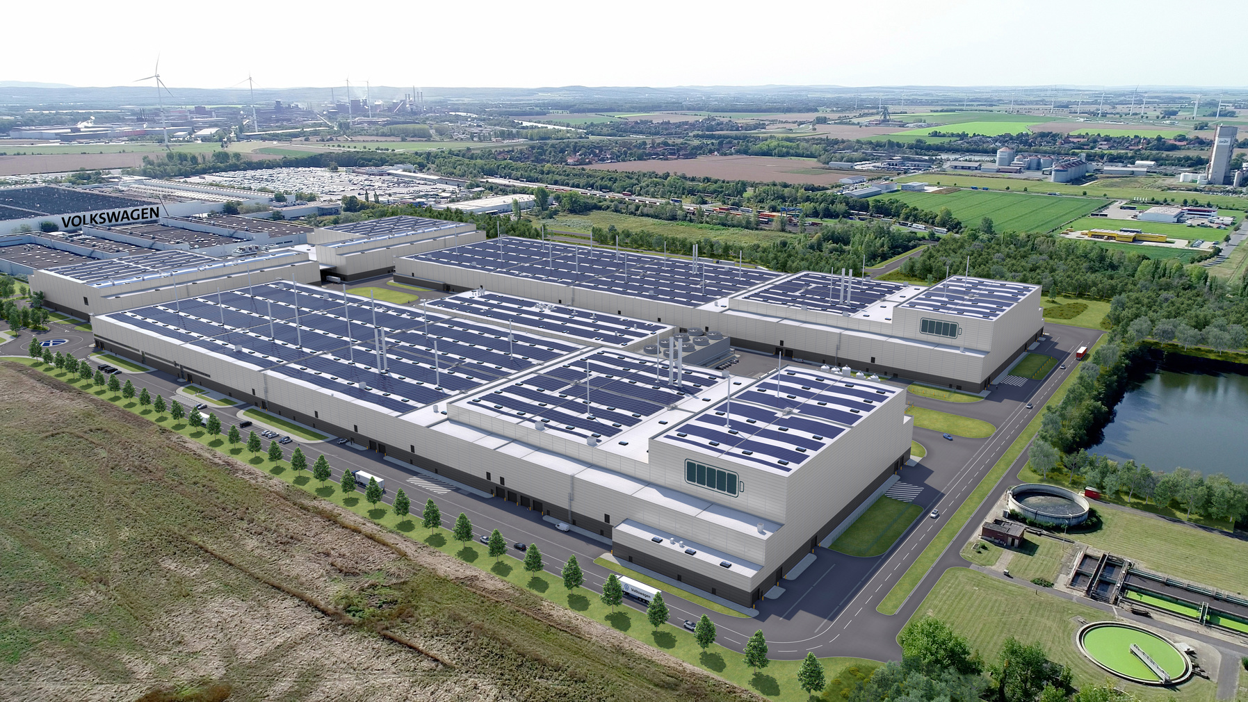 Imagem aérea da futura fábrica de baterias da VW