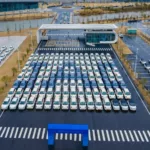 Veículos prontos para serem exportados da China para a América Latina