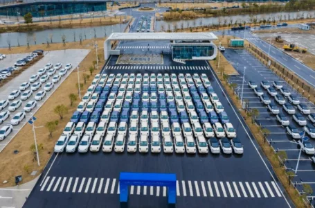 Veículos prontos para serem exportados da China para a América Latina