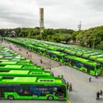 ônibus elétricos parados