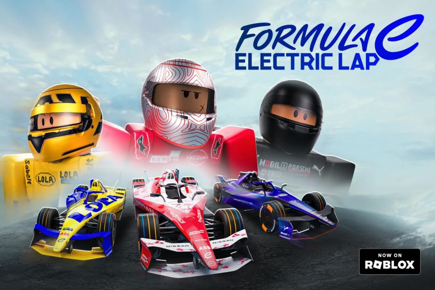 Card de divulgação da Fórmula E no Roblox