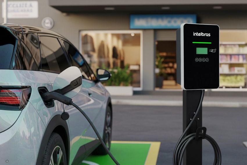 Carregador Intelbras em aplicação comercial