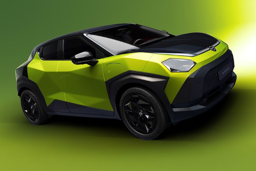 Nissan Juke é fotografado em cenário na cor verde